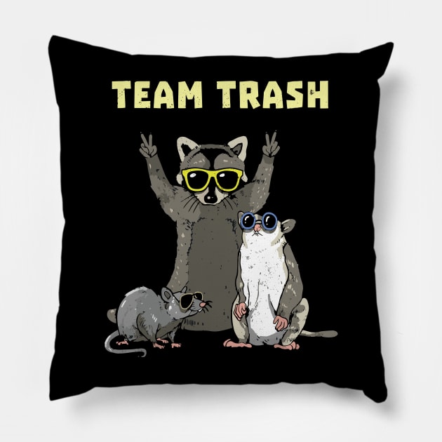 Team Trash Opossum Raccoon Rat_ Funny Animals Garbage Gang Pillow by LEGO