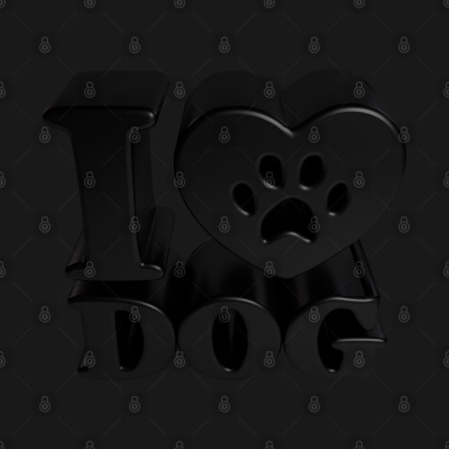 3D I Love Dog - Matte-Black by 3DMe