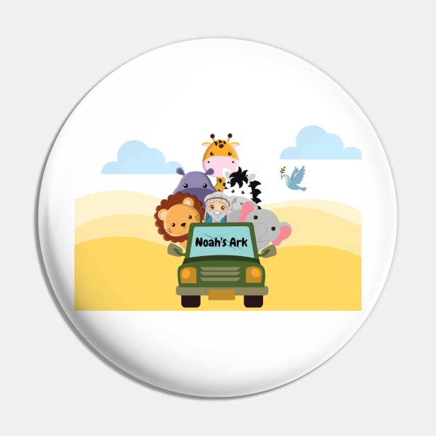 Modern Cute Noah Ark and his animal in the Jeep Pin by Mission Bear