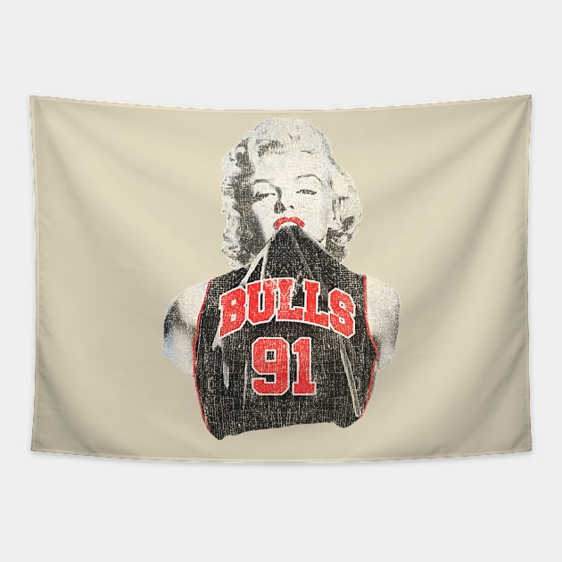 Retro - Marilyn Monroe Chicago Dennis Rodman Tapestry by botokgetuk