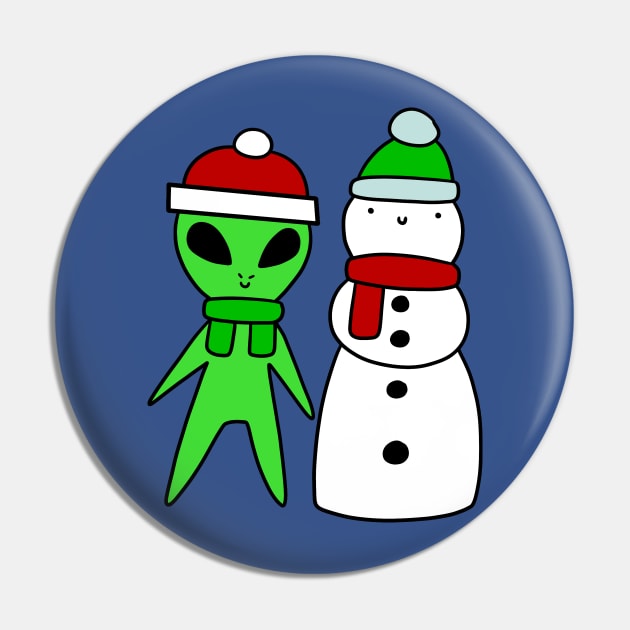 Alien and Snowman Pin by saradaboru