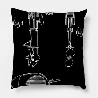 outboard motor for boats Vintage Patent Hand Drawing Pillow