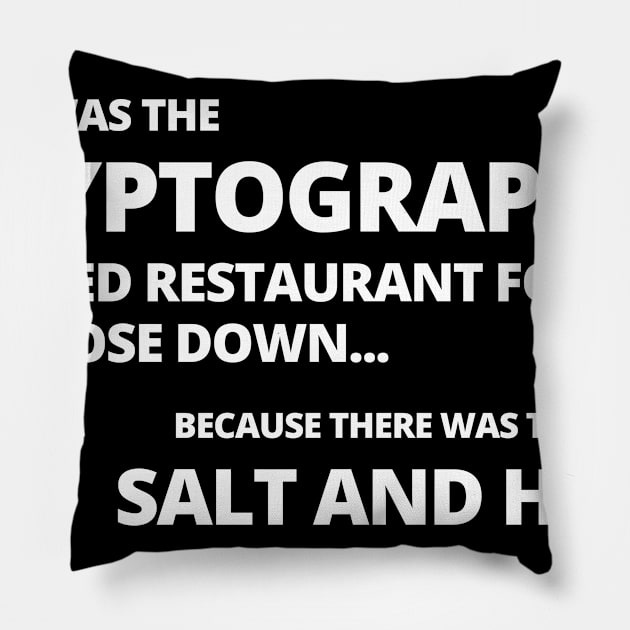 Funny Crypto Currency Joke Pillow by phughes1980