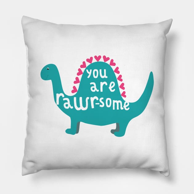 Rawrsome Valentine Pillow by Nataliatcha23