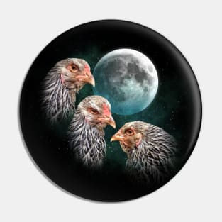 Three Chicken Moon (Dark Brahma) Pin