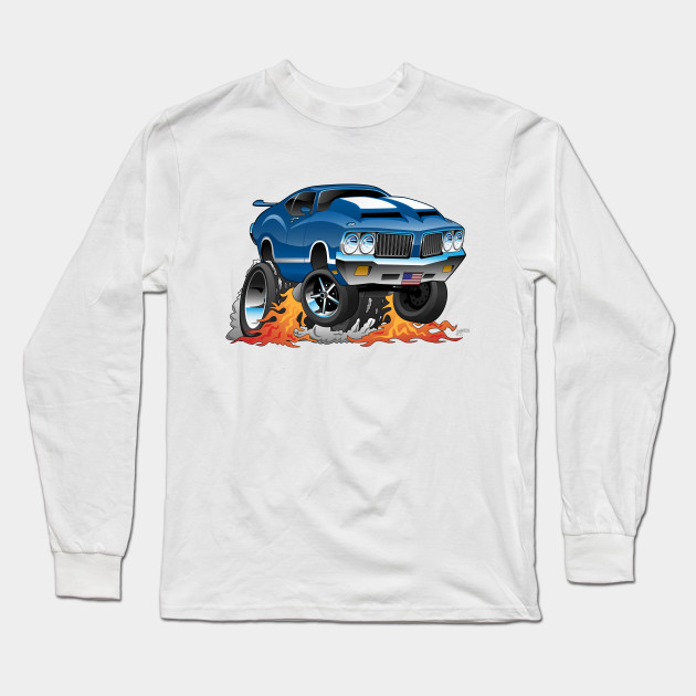 Classic Seventies American Muscle Car Hot Rod Cartoon Car Long