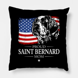 Proud Saint Bernard Dog Mom American Flag patriotic dog Pillow