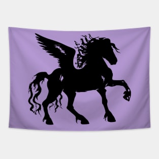 Black Pegasus Flying Horse Fantasy Unicorn Tapestry