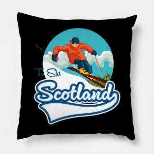 Scotland Ski travel logo Pillow