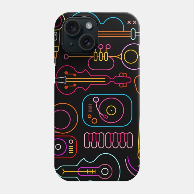 Neon Musical Instruments Design - Jazz Lovers Phone Case by ShirtHappens