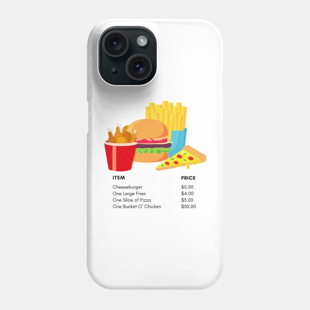 Fast Food Menu items Design Phone Case by sticksnshiz