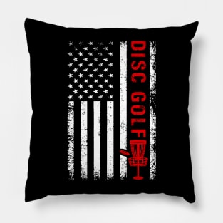 Funny Disc Golf Player USA American Flag Pillow