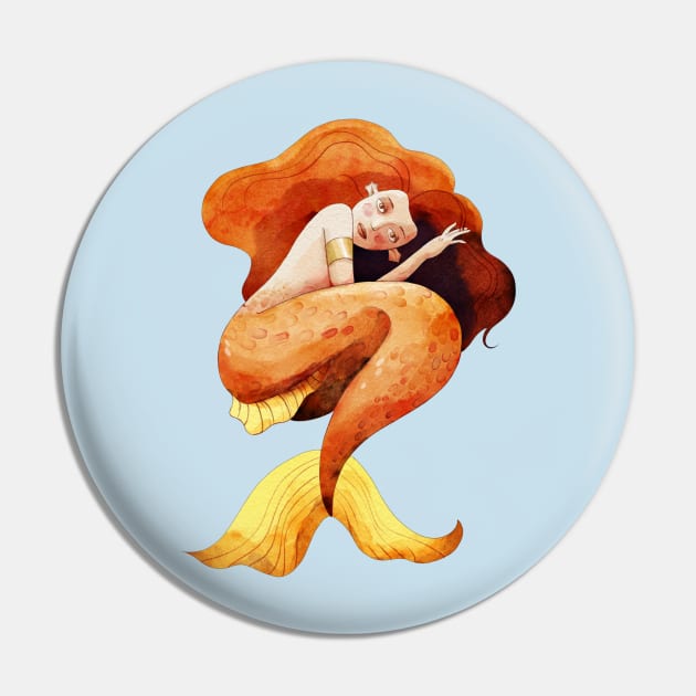 Orange Mermaid in the Deep Pin by JCPhillipps