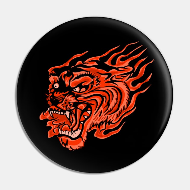 Tribal angry tiger head Pin by EPDICAY