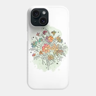 Sketchy Watercolor & Ink Wildflowers Phone Case