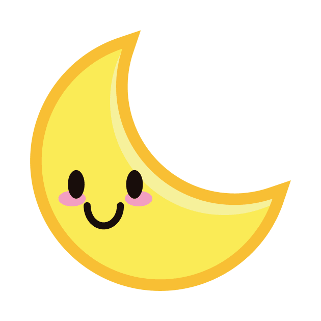 MOON CUTE KAWAII ANIME WEATHER KAOMOJI EMOTICON CARTOON by Chameleon Living