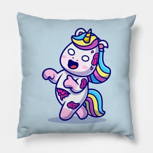 Cute Unicorn Zombie Cartoon Pillow