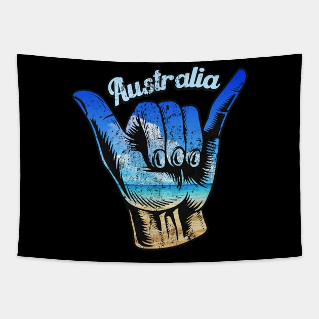 Australia shaka hand. Australia surfing . Perfect present for mother dad friend him or her Tapestry by SerenityByAlex