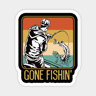 Gone Fishing Vintage Sunset Boat Fisherman Magnet