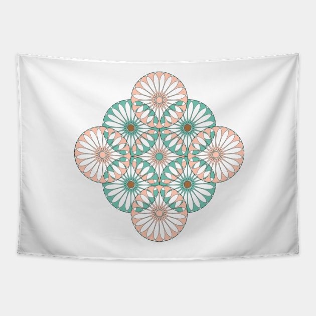 Spanish Tile - Entwined - Pink,Teal Tapestry by MerryMakewell