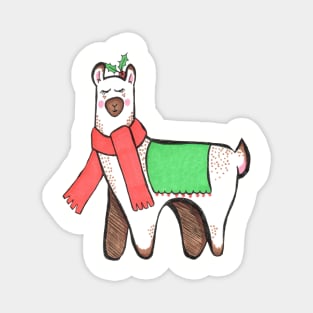 Cute Christmas Llama Magnet