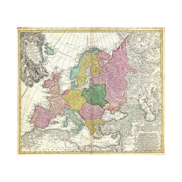 Vintage Map of Europe (1743) by Bravuramedia