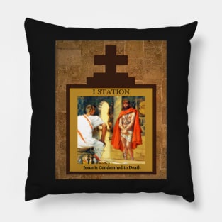 Stations of the Cross -  Via Crucis #1 of 15 Pillow