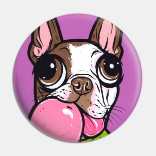 Brown Boston Terrier Ice Cream Pin