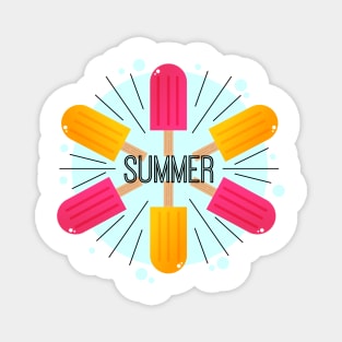 Summer Time with Popsicle Illustration Magnet