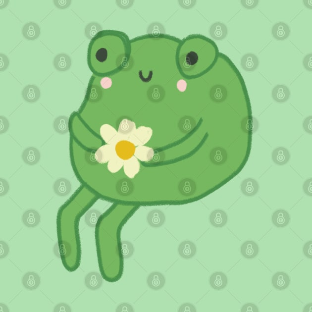 Frog Birthday Cake Meme - Cute Cottagecore Aesthetic Frog Toad Sitting with Flower by Ministry Of Frogs