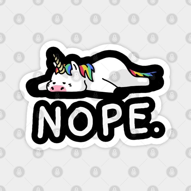 Nope Lazy Unicorn Magnet by vo_maria