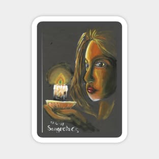 lady in the candle light limited palette acrylic painting Magnet