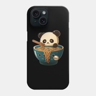 kawaii cute panda eating ramen Phone Case