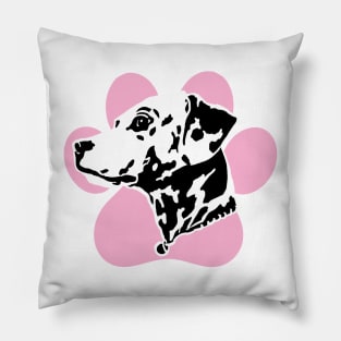 Dalmatian Pink Paw Print Art Pillow
