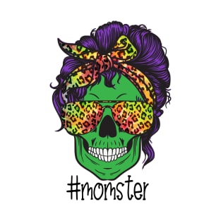 Mom of Monsters, Halloween Mom Life Skull Cheetah Tie Dye T-Shirt