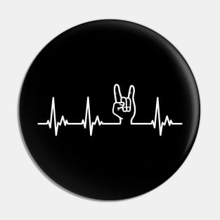 Heavy Metal Devil Horns Heartbeat Line Pin