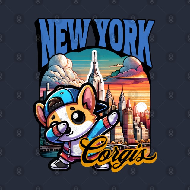 New York Funny Corgi Dabbing by alcoshirts