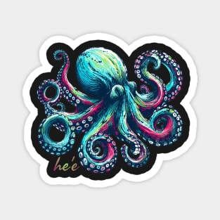 Vivid Colors Octopus - He'e in Hawaiian Magnet
