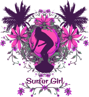 Surfer Girl catching a wave tropical tee shirt Magnet