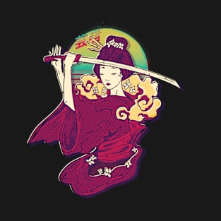 Geisha katana vaporwave T-Shirt