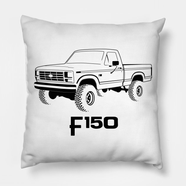 1980-1986 F150 Black Print Pillow by The OBS Apparel