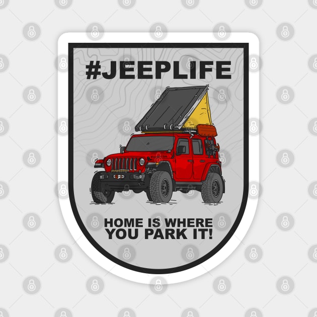 Jeep Life Jeep Wrangler Offroad 4x4 - Red Magnet by 4x4 Sketch