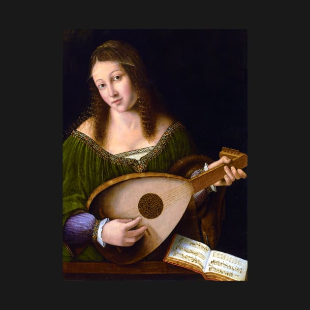 Lady Playing a Lute c. 1530 by rocketshipretro