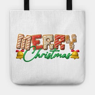 Cookies Lettering Merry Christmas Lettering Design Tote