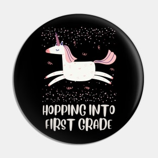 Back to School Pink Unicorn Design, Hopping into First Grade, First Day of School Shirt, School Girls Gift T-Shirt Unicorn Pin