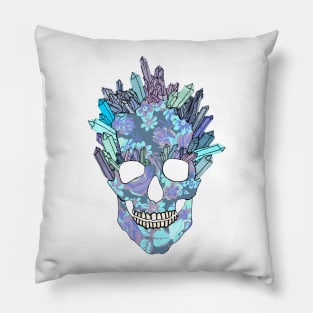 Skull with crystal hair Pillow