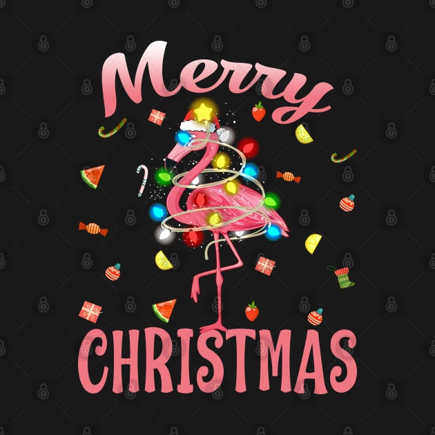 Flamingo in Santa Hat Christmas In July by intelus