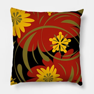 Abstract folk floral art. Flowers print, poster. Pillow