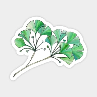 Gingko Branch Watercolor Illustration Magnet