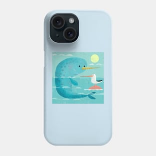 Narwhal and Bird Phone Case